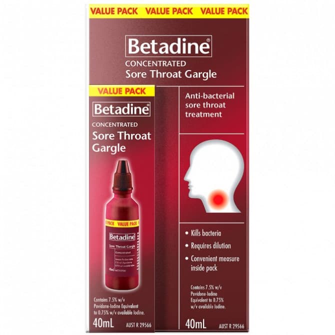 Betadine Concentrated Sore Throat Gargle 40ml 9300655602477