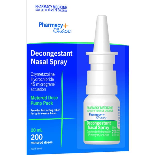 Pharmacy Choice Decongestant Nasal Spray Pump 20ml 9316100901606