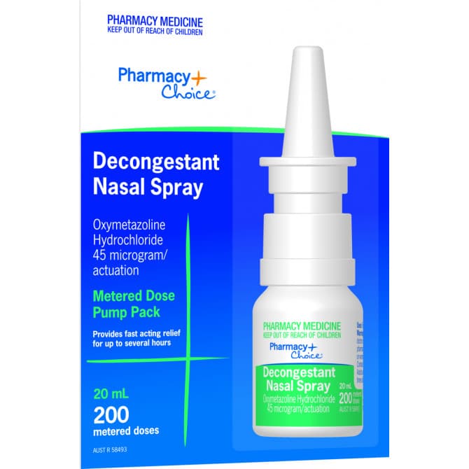 Pharmacy Choice Decongestant Nasal Spray Pump 20ml 9316100901606