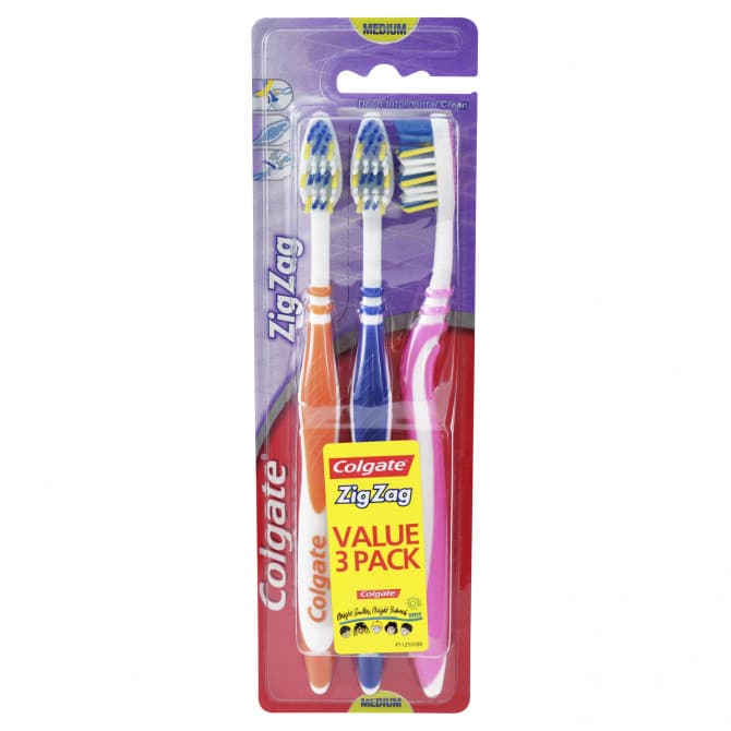Buy Colgate ZigZag Toothbrush Medium 3 Pack Online Pharmacy Direct