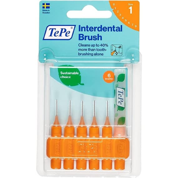 Tepe Interdental Brush Orange 0.45mm Size 1 6 Pack
