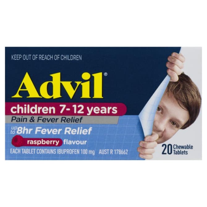 Advil Childrens Pain & Fever Relief Chewable 712 Years Raspberry 20