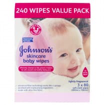 Johnsons Baby Skincare Wipes Lightly Fragranced 240 Wipes (3 x 80)