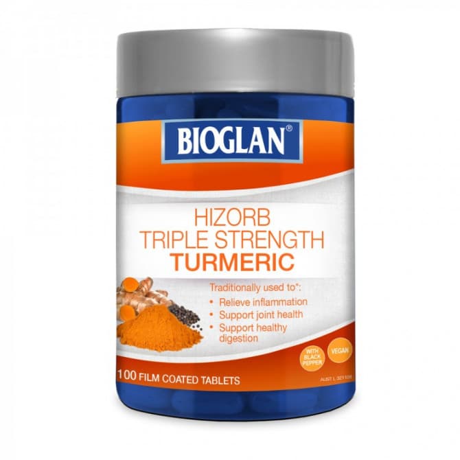 Bioglan HiZorb Triple Strength Tumeric 100 Tablets 9323503027437