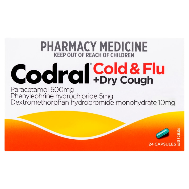 Buy Codral Cold and Flu Plus Dry Cough Capsules 24 Online at Pharmacy ...
