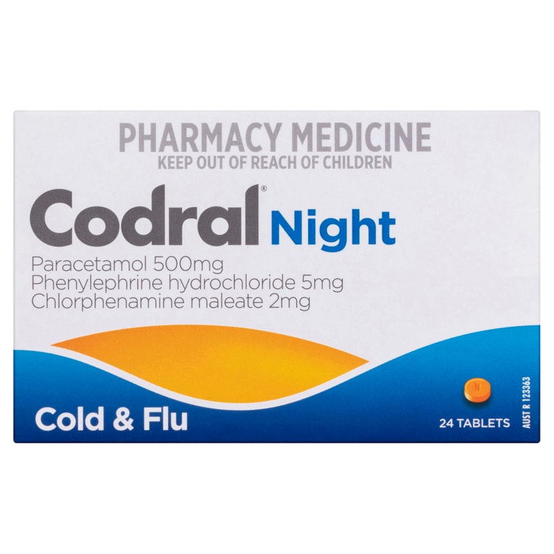 Buy Codral PE Nightime Cold and Flu Tablets 24 Online at Pharmacy Direct