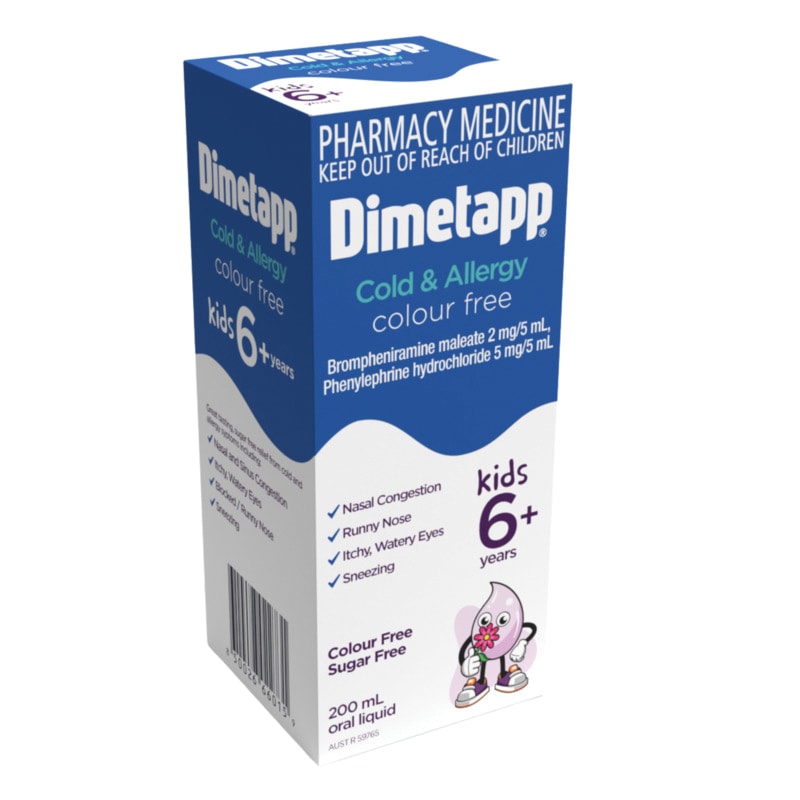 Buy Dimetapp Kids Cold And Allergy Colour Free 6 years Plus 200ml ...