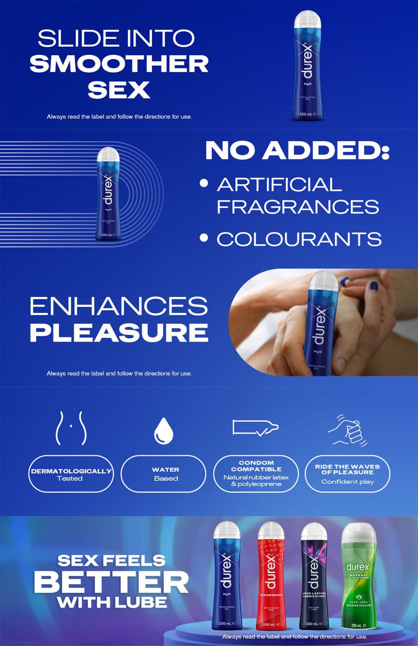 Buy Durex H2O Water Based Lubricant Gel Lube Pack of 100mL Online at  Pharmacy Direct
