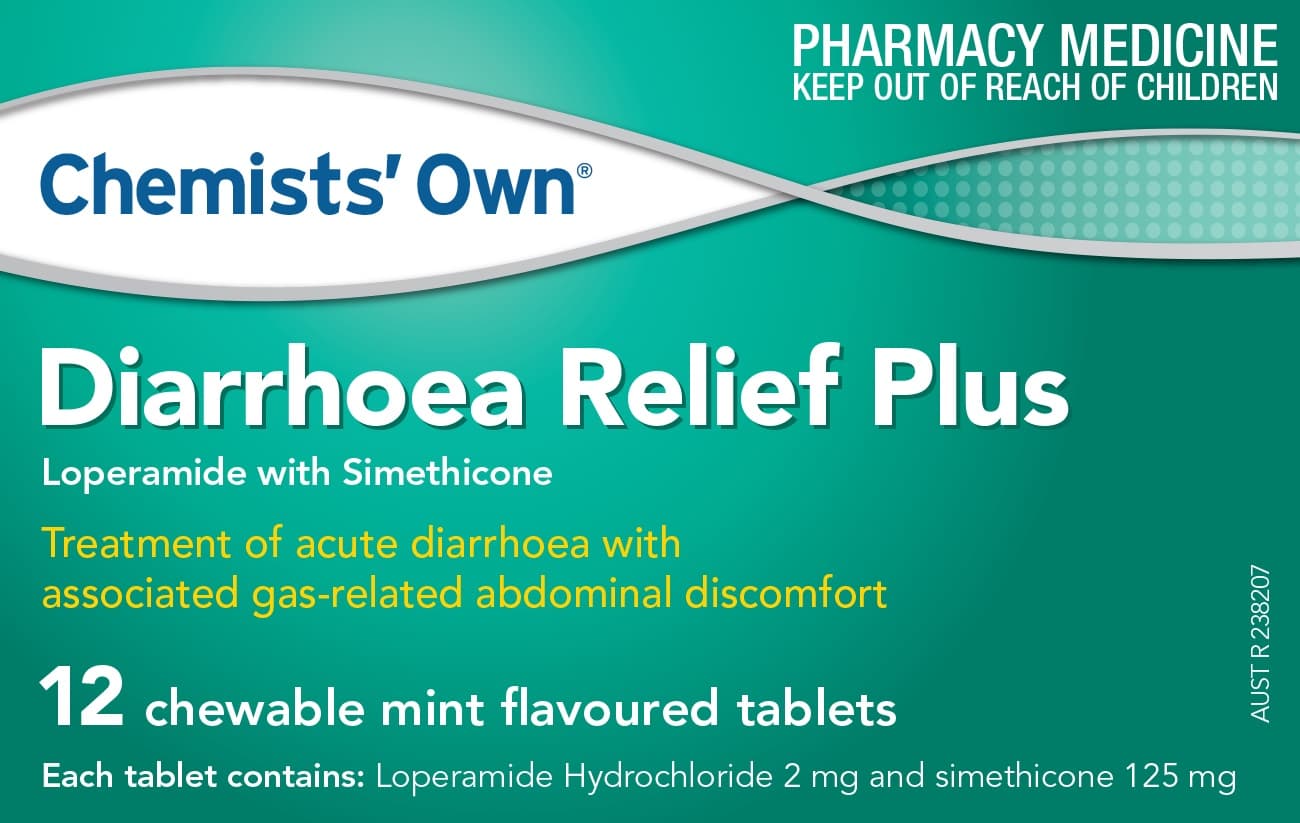 Buy Chemists Own Diarrhoea Relief Plus Chewable 12 Tablets Online